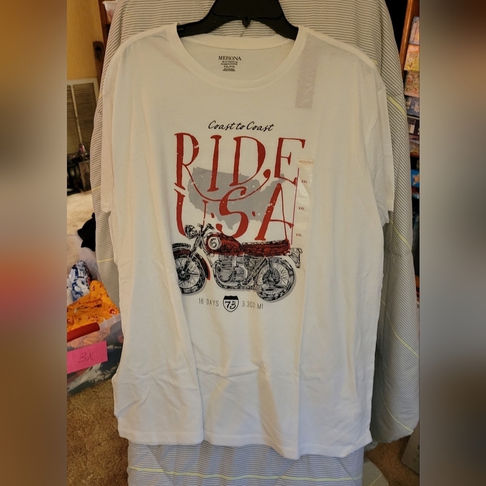 Verona XXL White "Coast to Coast Ride USA" Short Sleeve Tee